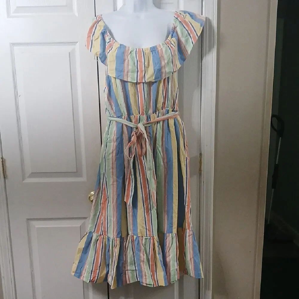 DRAPER JAMES RSVP Off Shoulder Ruffle Sleeve Midi Dress Sz 2X EUC
